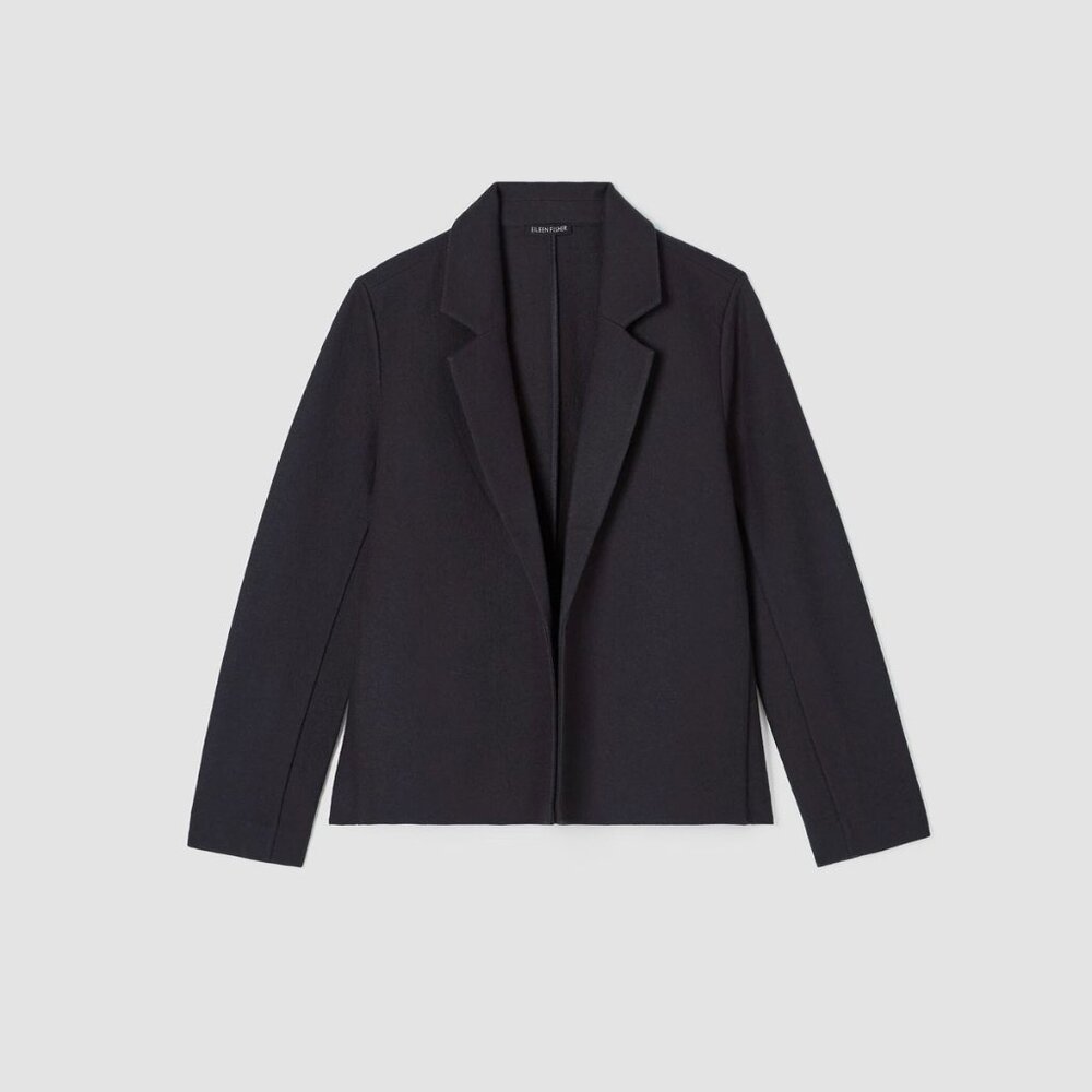NEW EILEEN FISHER L Jacket Boiled Wool Blazer Easy Fit Nocturne